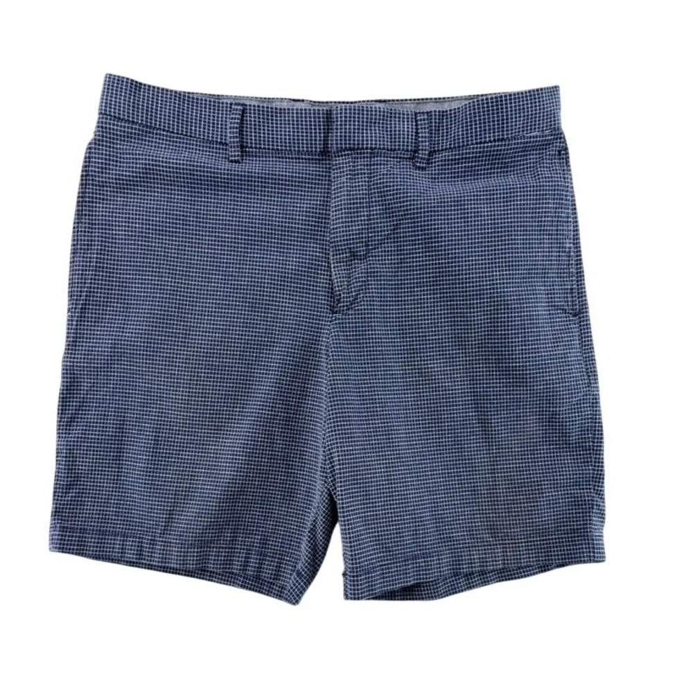 Banana Republic Shorts‎ Mens Sz 34W Aiden Club Blue Micro Grid Stretch 8 in